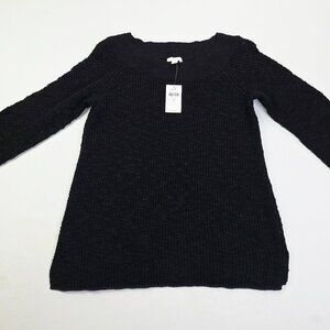 J. Jill 3/4 Sleeve Womens Size Small Black Cotton Knit Pullover Sweater NWT